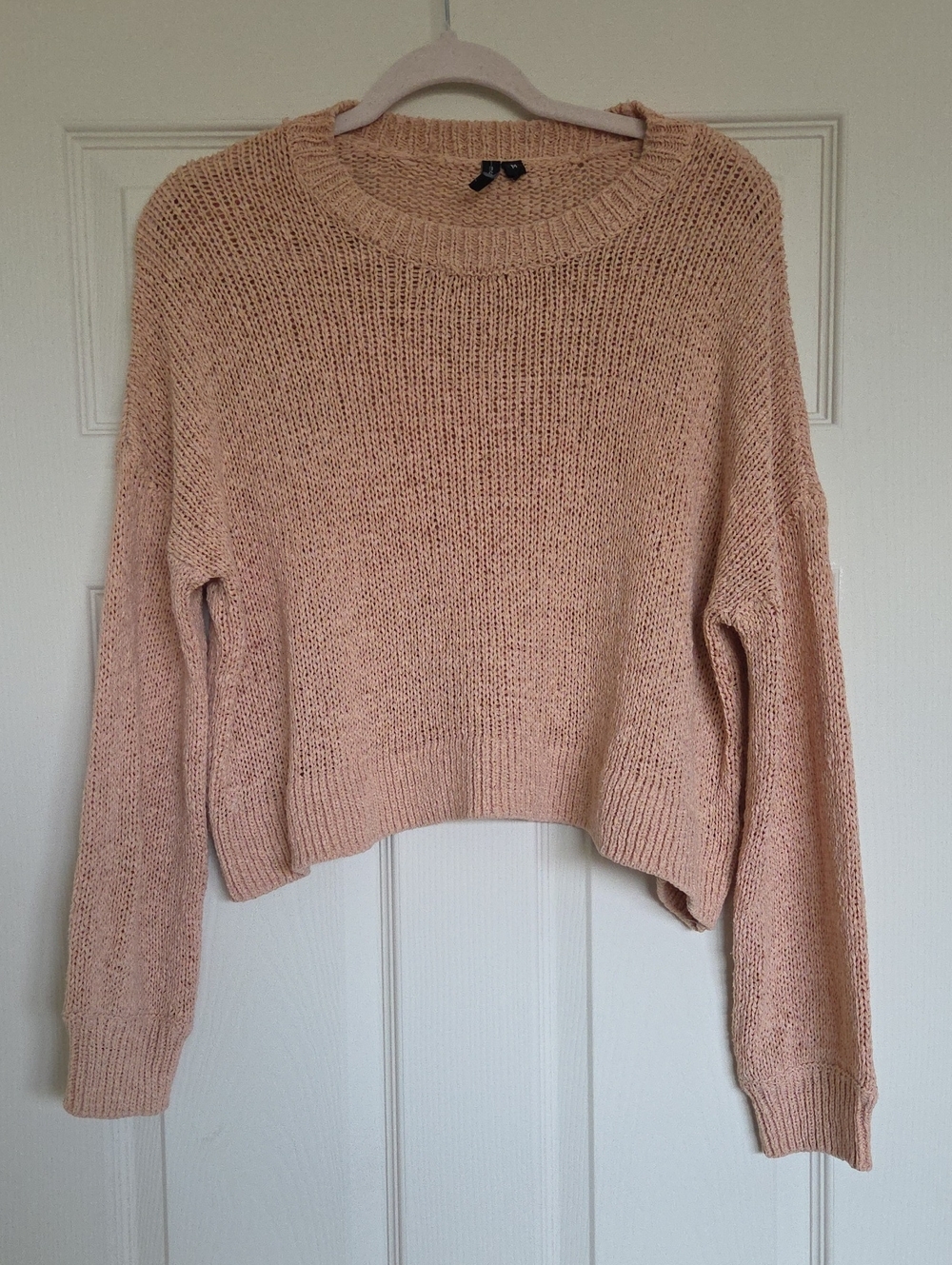 moon & madison Cropped Crewneck Sweater - Blush Pink